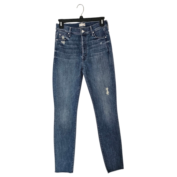 MOTHER The Stunner Ankle Fray High Rise Blue Skinny Jeans 26 Preowned